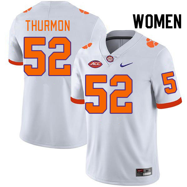 Women #52 Elyjah Thurmon Clemson Tigers College Football Jerseys Stitched-White